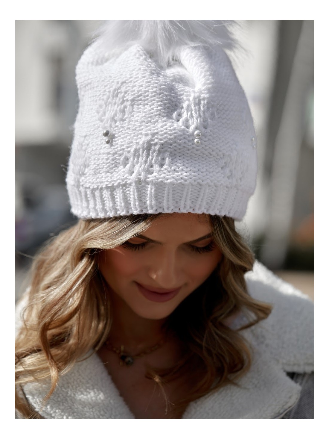 White winter hat C8 - Online store - Boutique